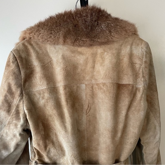 70s Vintage Shearling Sheepskin Robert Coat Chernin Belted Mens Size 42 Rare - Picture 12 of 16